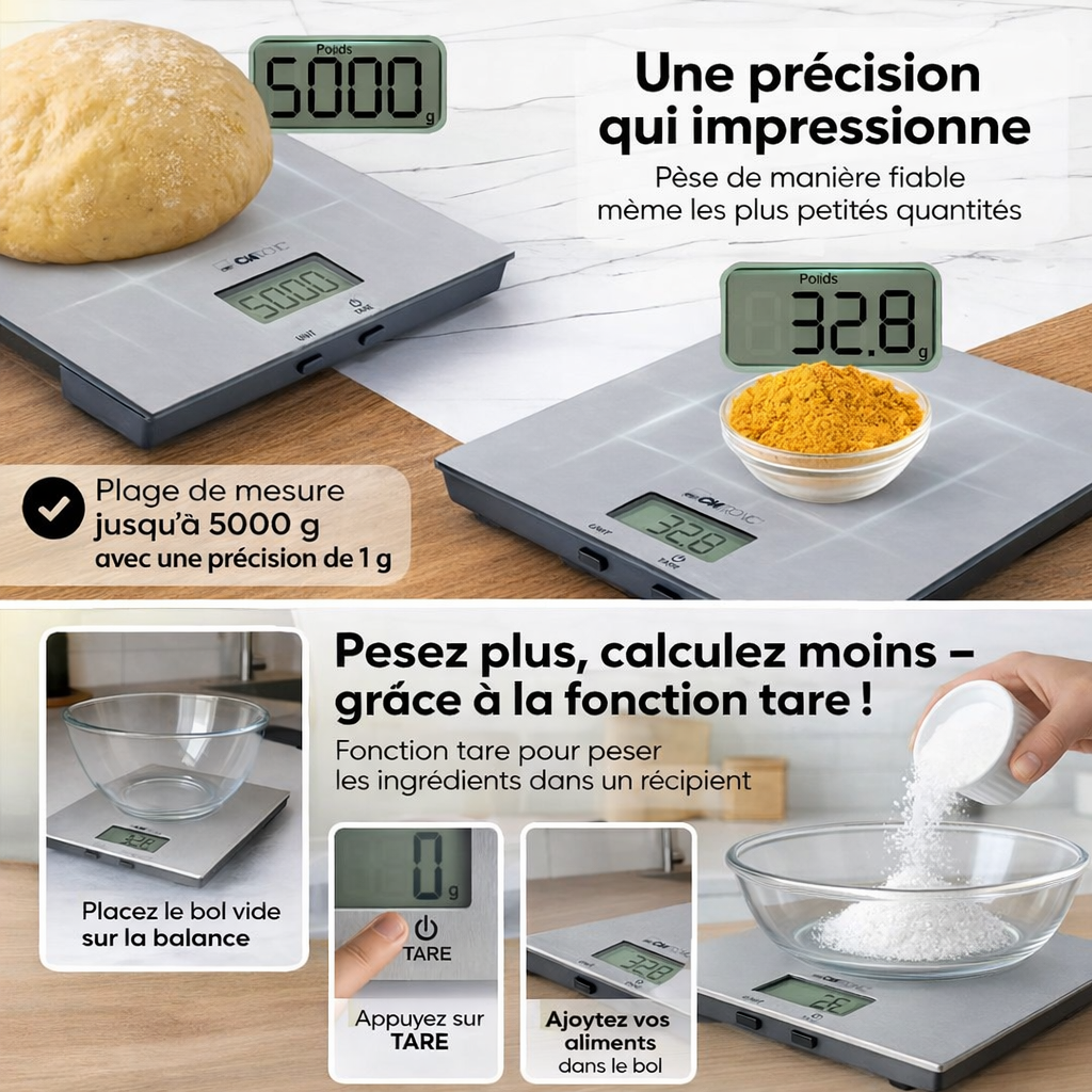 Clatronic KW3821-Balance de cuisine en acier inoxydable