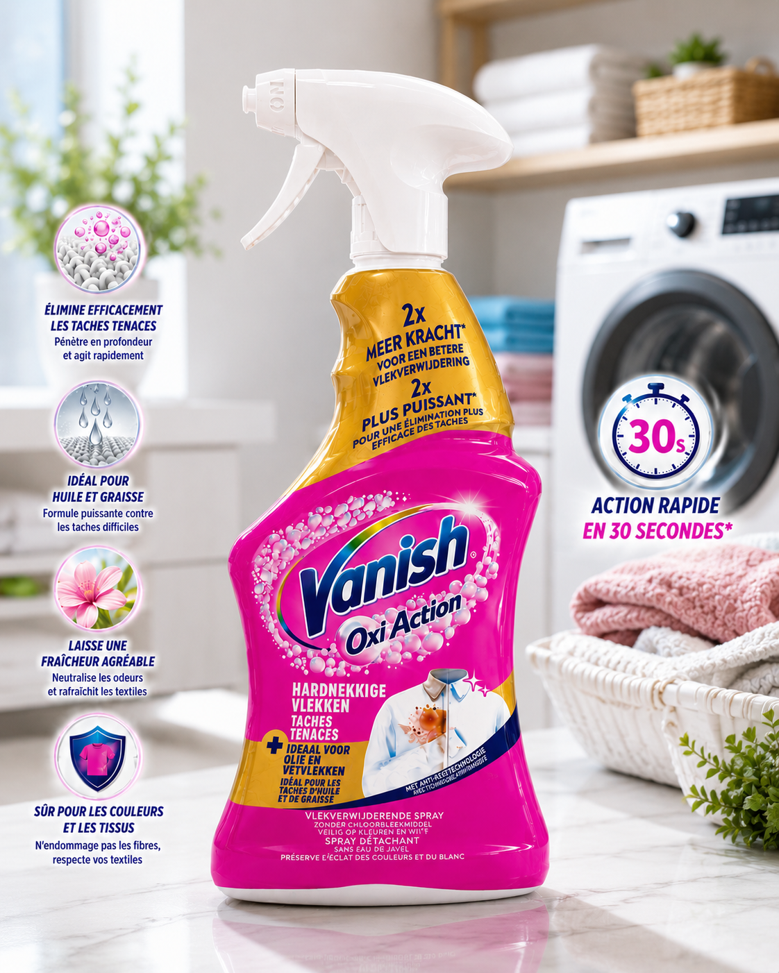 Vanish Oxi Action Gold Spray Détachant Expert Graisse & Huile