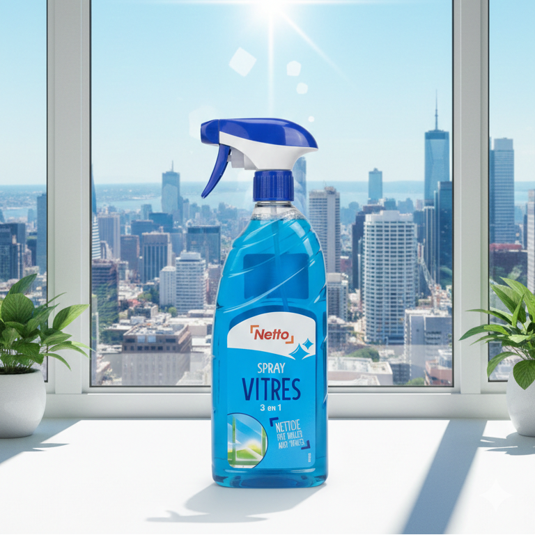 Spray Vitres Netto 3 en 1 – Nettoyage Rapide, Brillance & Anti-Traces