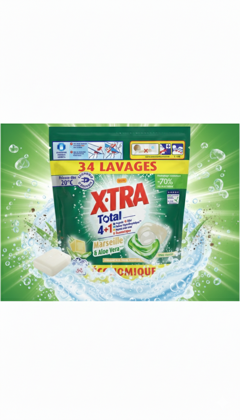 XTRA Total 4+1 Marseille & Aloe Vera – Écodoses (34 Lavages)
