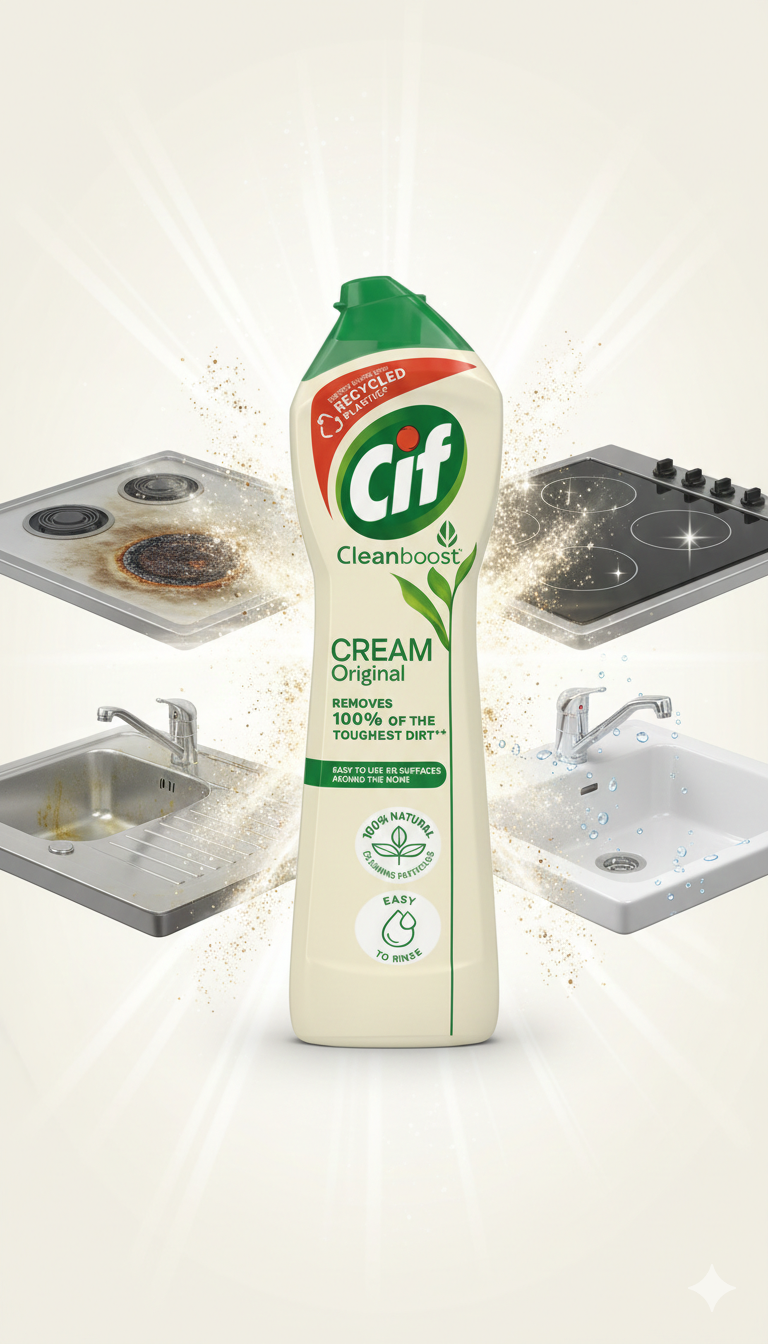 Cif Cleanboost Crème Original 500 ml– Nettoyant Multi-Surfaces
