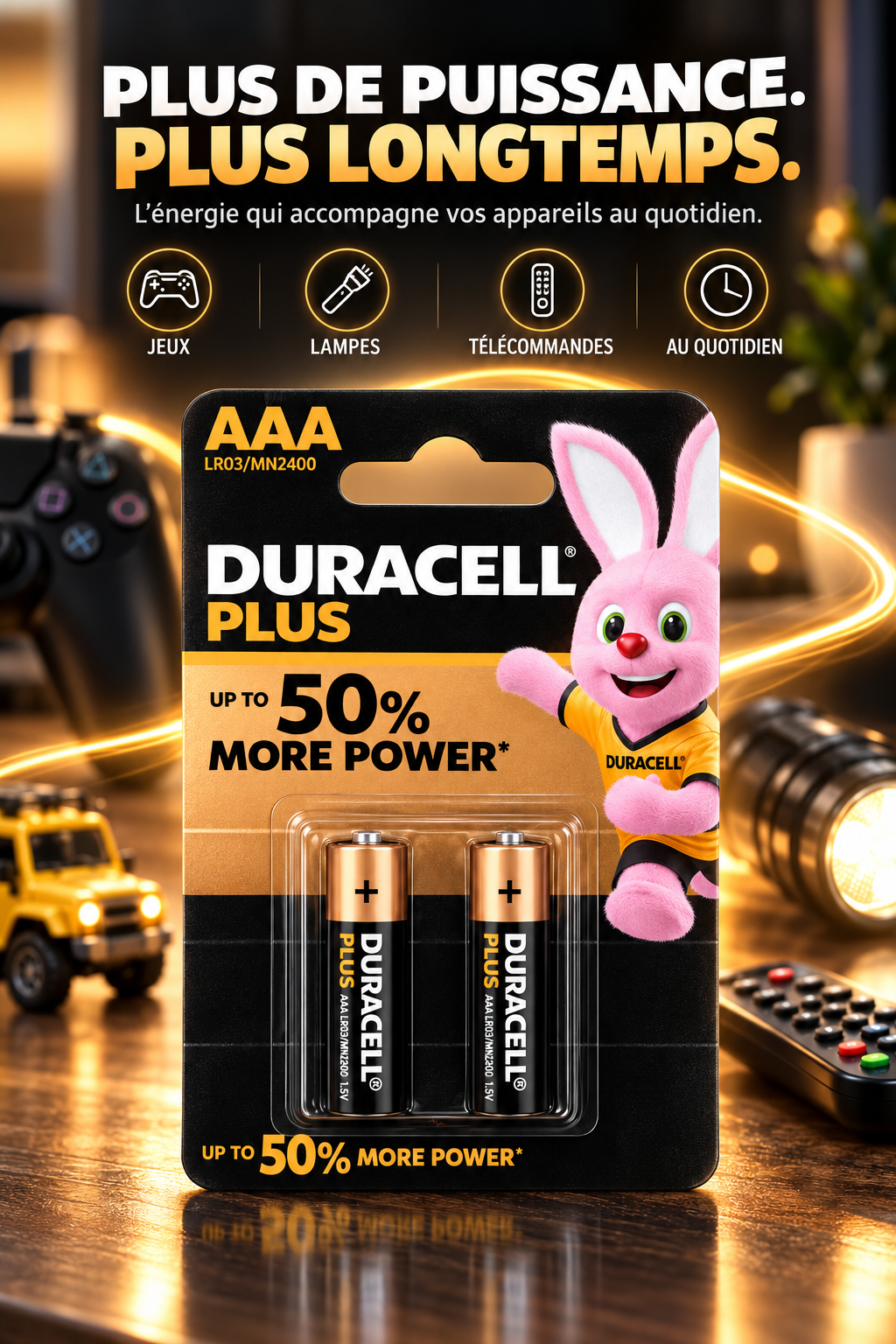 Duracell Plus AAA LR03 – Piles Alcalines 1,5V –2pcs
