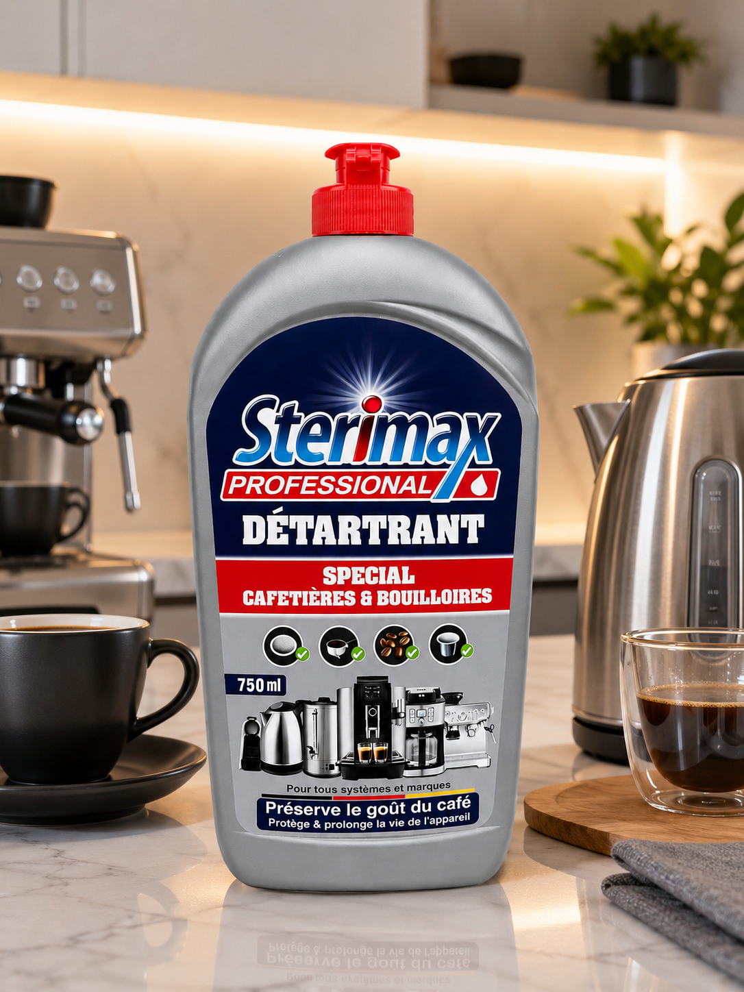 Détartrant Professionnel Sterimax 750 ml – nettoyant machine à cafe