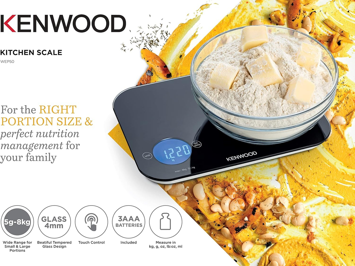 Kenwood Balance de Cuisine Digitale  – Précision 8KG WEP50.000