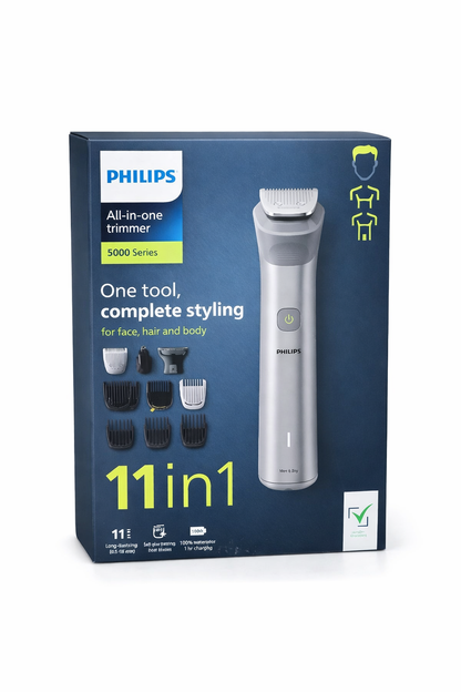 Tondeuse Philips All-in-One 5000 Series – 11 en 1 – Tondeuse Multi-Usage Visage, Cheveux et Corps