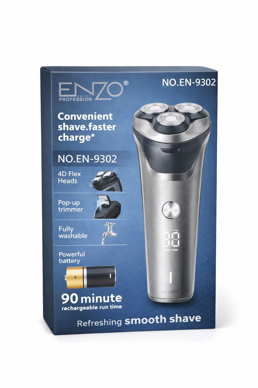 Rasoir Électrique ENZO Profession NO.EN-9302 – 4D Flex – 90 Minutes d’Autonomie