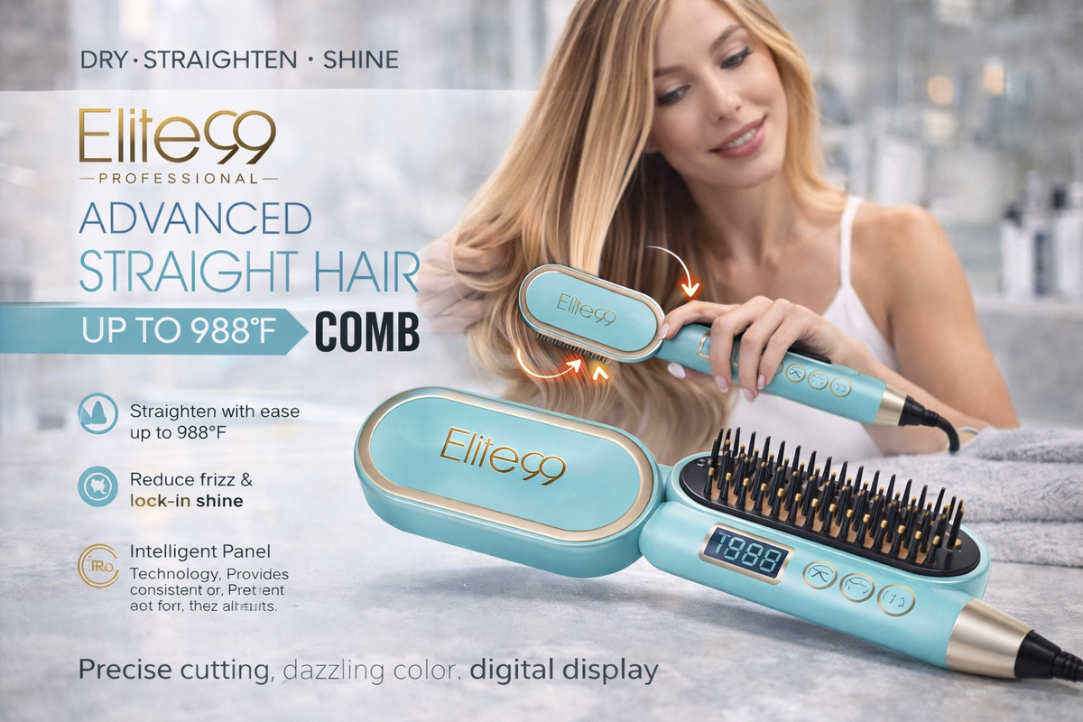 Brosse Lissante Chauffante Elite99 Professional – Advanced Straight Hair Comb – Jusqu’à 988°F