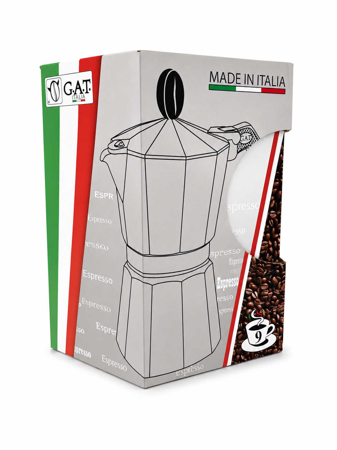 GAT Moka Express Cafetière en Aluminium Italienne