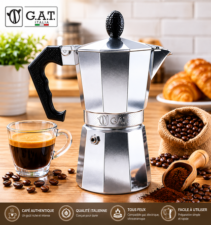 GAT Moka Express Cafetière en Aluminium Italienne