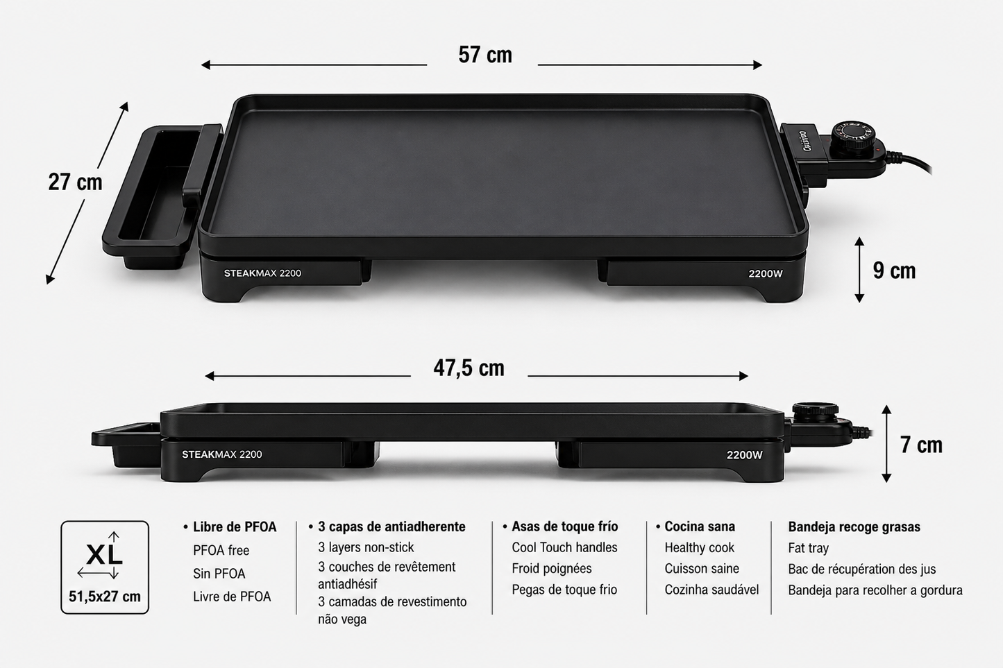 Plancha Électrique TAURUS Steakmax 2200W بلانشا كهربائية