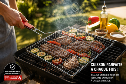 Grille BBQ Double en Acier Inoxydable avec Poignée GM