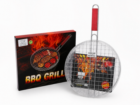Grille BBQ Ronde en Acier Inoxydable avec Poignée