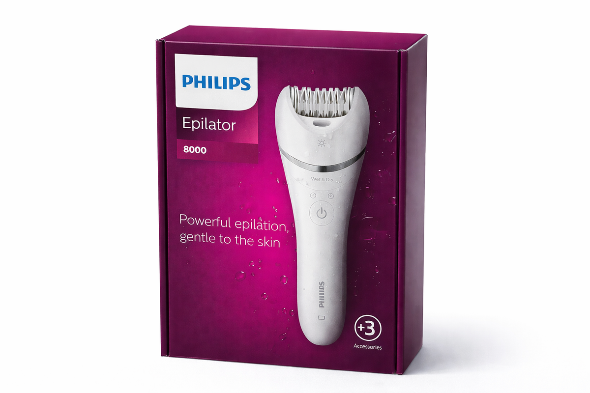 Épilateur Philips Series 8000 Wet & Dry – Épilation Douce et Puissante – +3 Accessoires
