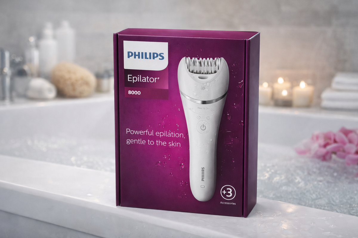 Épilateur Philips Series 8000 Wet & Dry – Épilation Douce et Puissante – +3 Accessoires