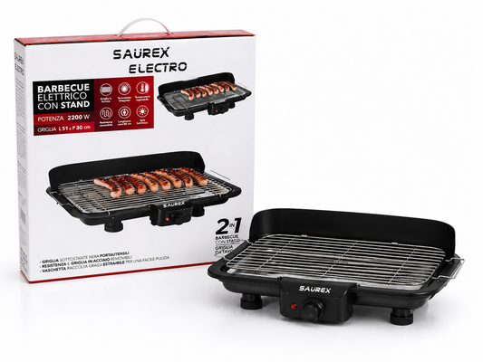Grill Électrique SAÜREX 2-en-1 avec Support –شواية كهربائية