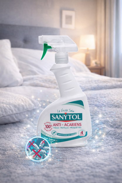Sanytol Anti-Acariens – Spray Désinfectant Tissus & Matelas (Sans Parfum)