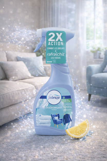 Febreze Désodorisant Textile – Élimine les Odeurs & Rafraîchit les Tissus (2x Action)