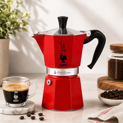 Bialetti Moka Express Cafetière en Aluminium Italienne Rouge