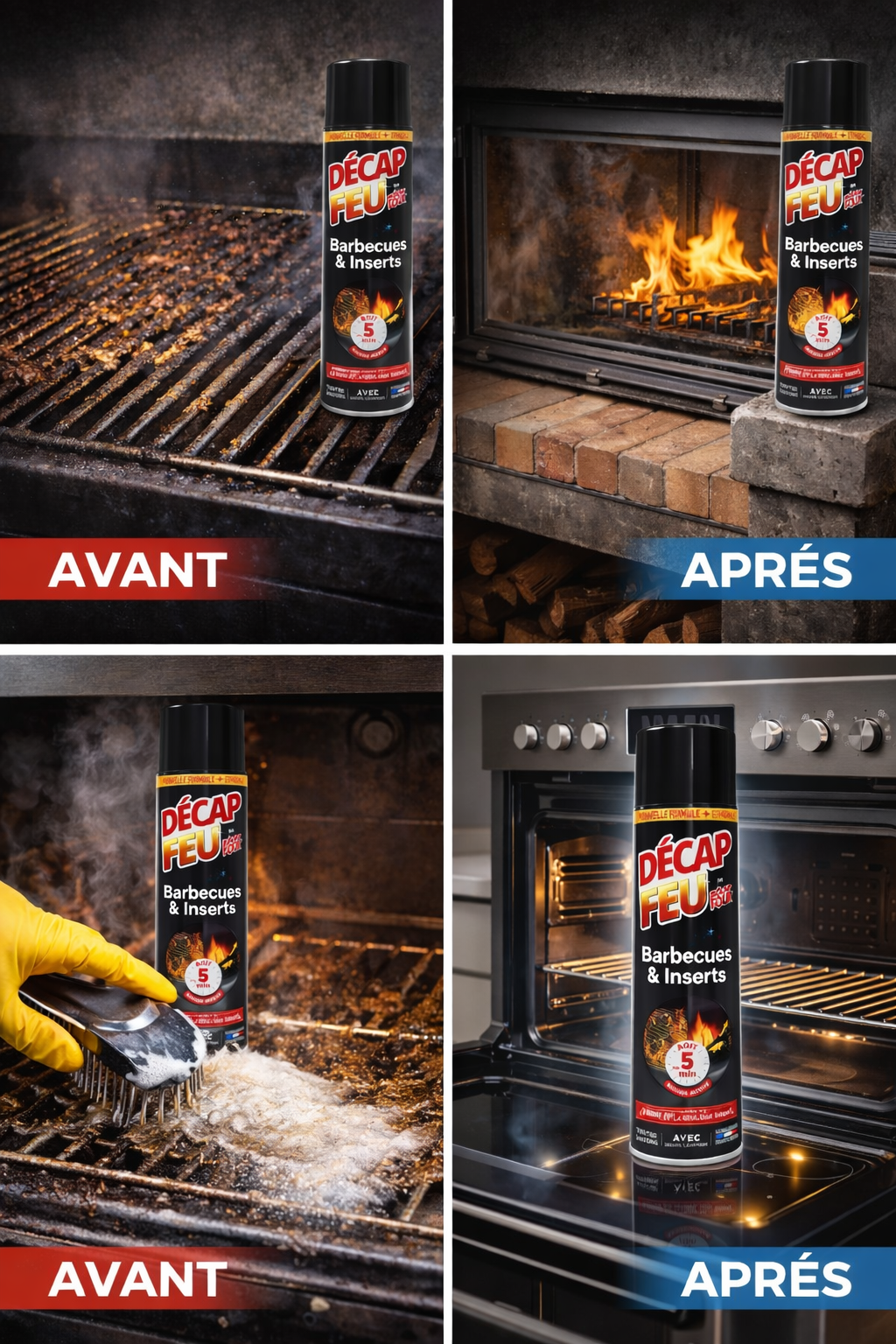 Décap’Feu Barbecues & Inserts – Décapant Puissant Anti-Graisse Brûlée