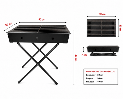 Barbecue Pliable sur Pied 50x30 cm شواية
