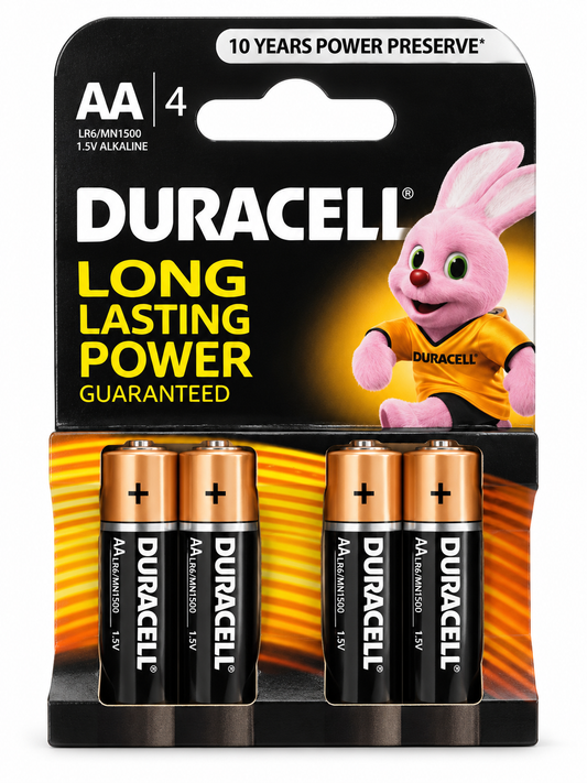 Duracell Long Lasting Power AA 1,5V – Pack de 4 Piles Alcalines