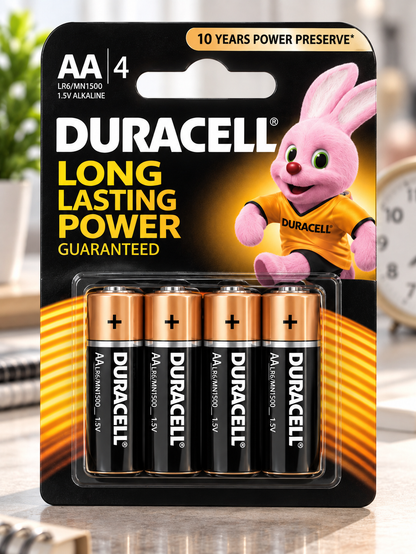 Duracell Long Lasting Power AA 1,5V – Pack de 4 Piles Alcalines