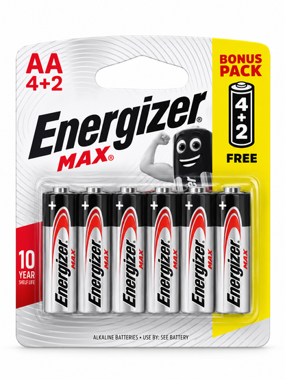 Energizer MAX AA 1,5V – Pack Bonus 4+ 2 Piles Alcalines