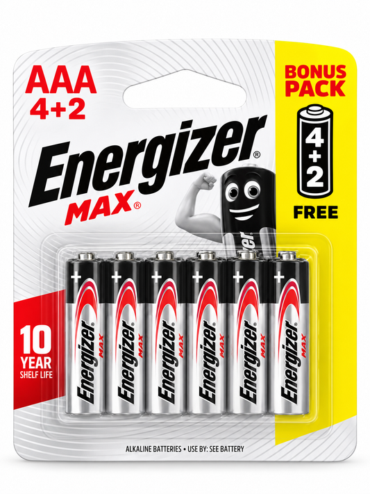 Energizer MAX AAA 1,5V – Pack Bonus 4 + 2 Piles Alcalines