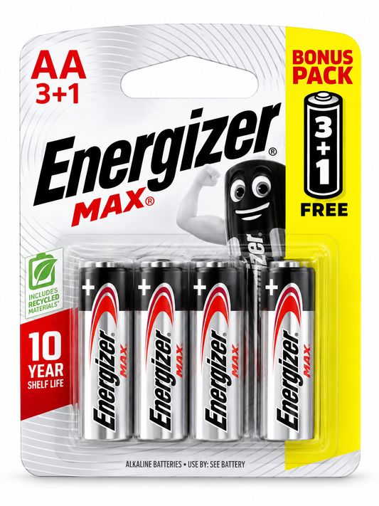 Energizer MAX AA 1,5V  Pile Alcaline – Pack Bonus 3+1