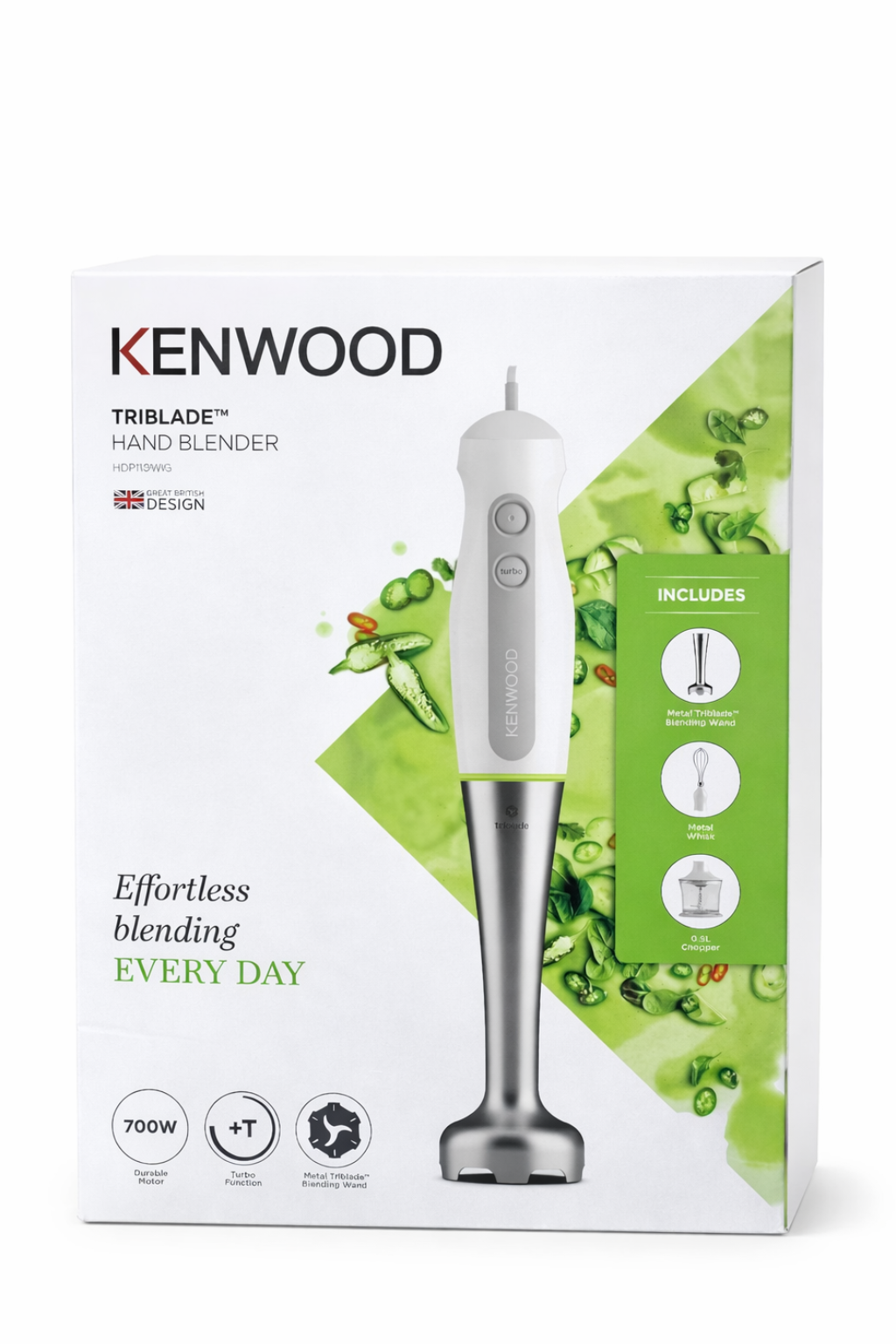 Mixeur Plongeant Kenwood Triblade 700W – Multifonction avec Fouet et Hachoir