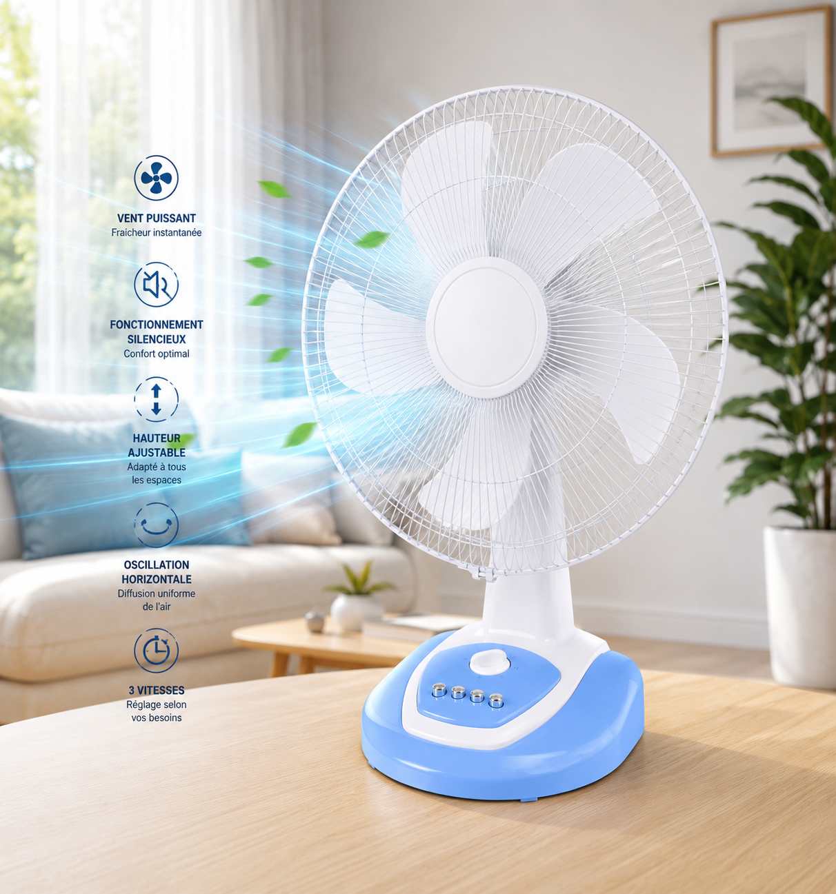 Ventilateur de Table portable – Puissant, Silencieux et Compact