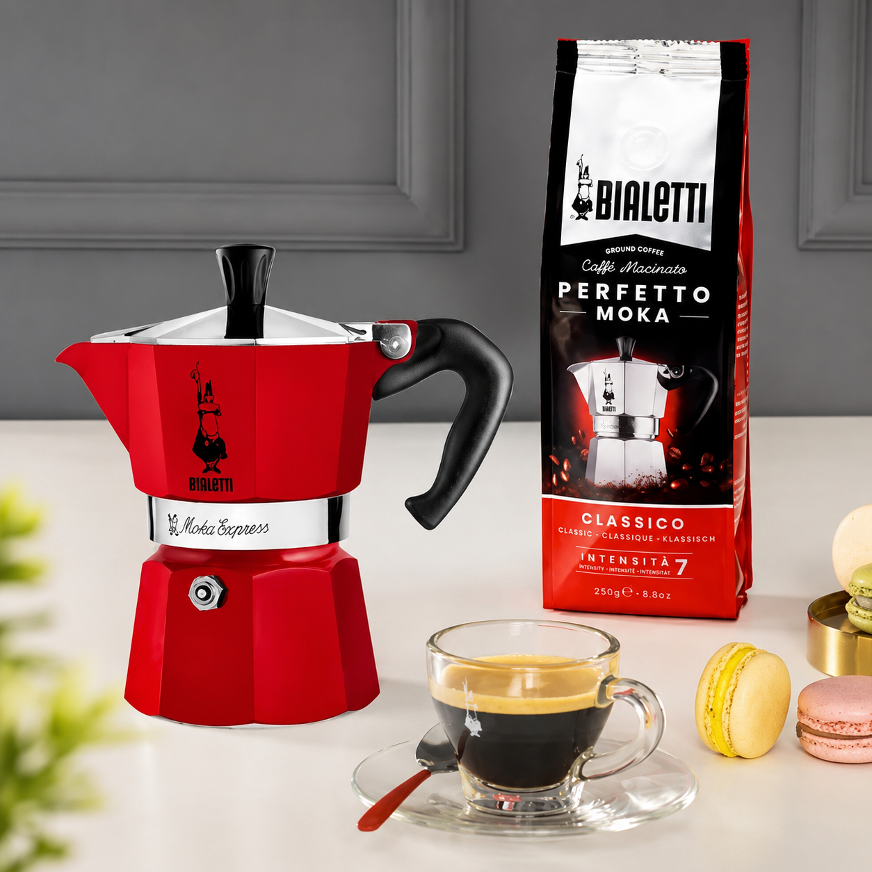 Bialetti Moka Express Cafetière en Aluminium Italienne Rouge