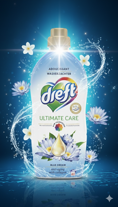 Dreft Ultimate Care Blue Dream – Adoucissant au Collagène (40 lavages)