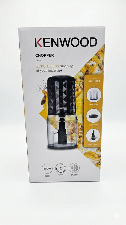 Kenwood CHP40 Mini Hachoir Électrique  – 400W 2 Vitesses - Bol 0.8L