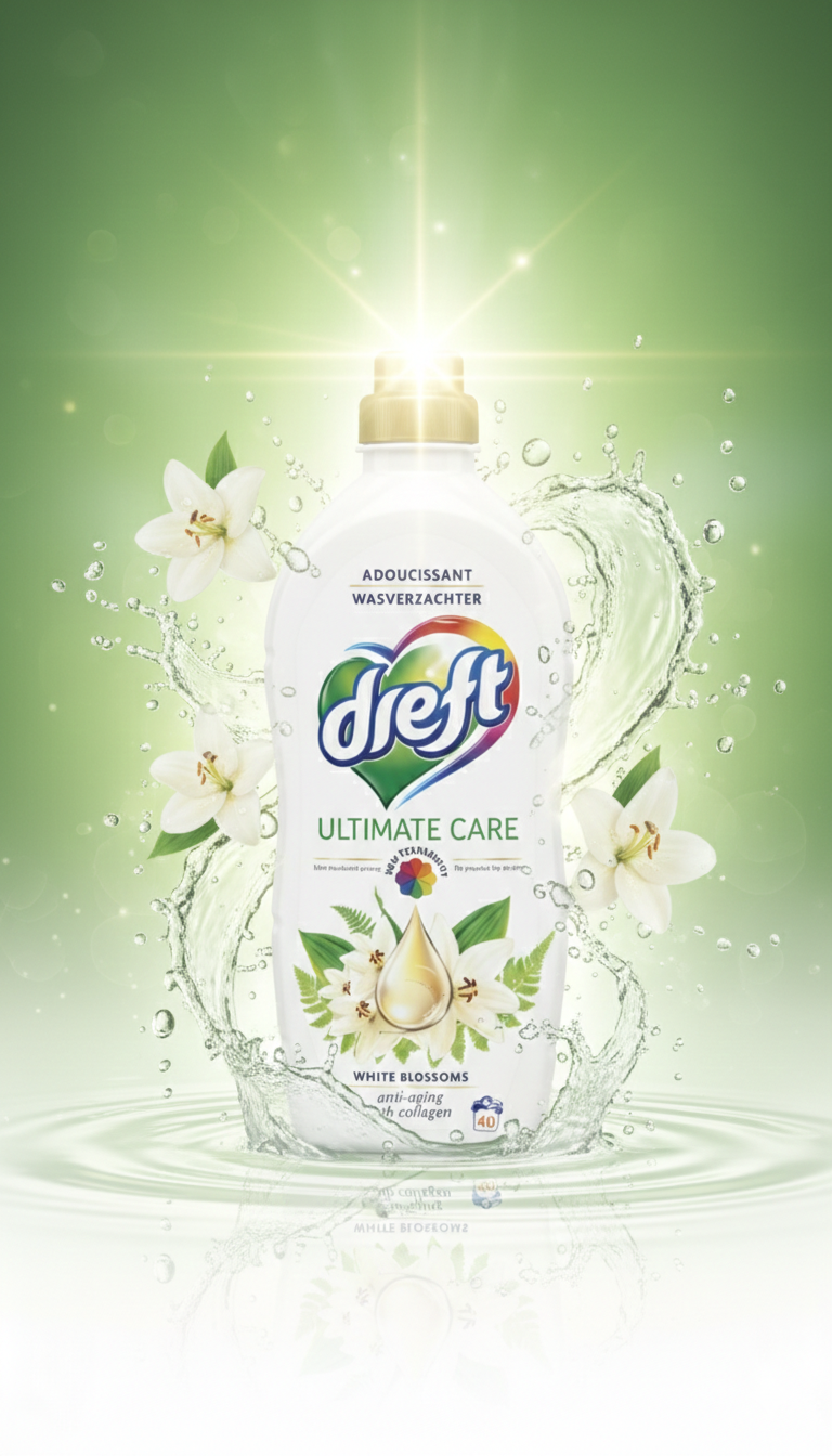 Dreft Ultimate Care White Blossoms – Adoucissant au Collagène (40 lavages)