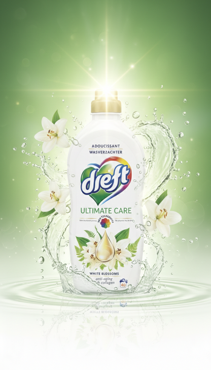 Dreft Ultimate Care White Blossoms – Adoucissant au Collagène (40 lavages)