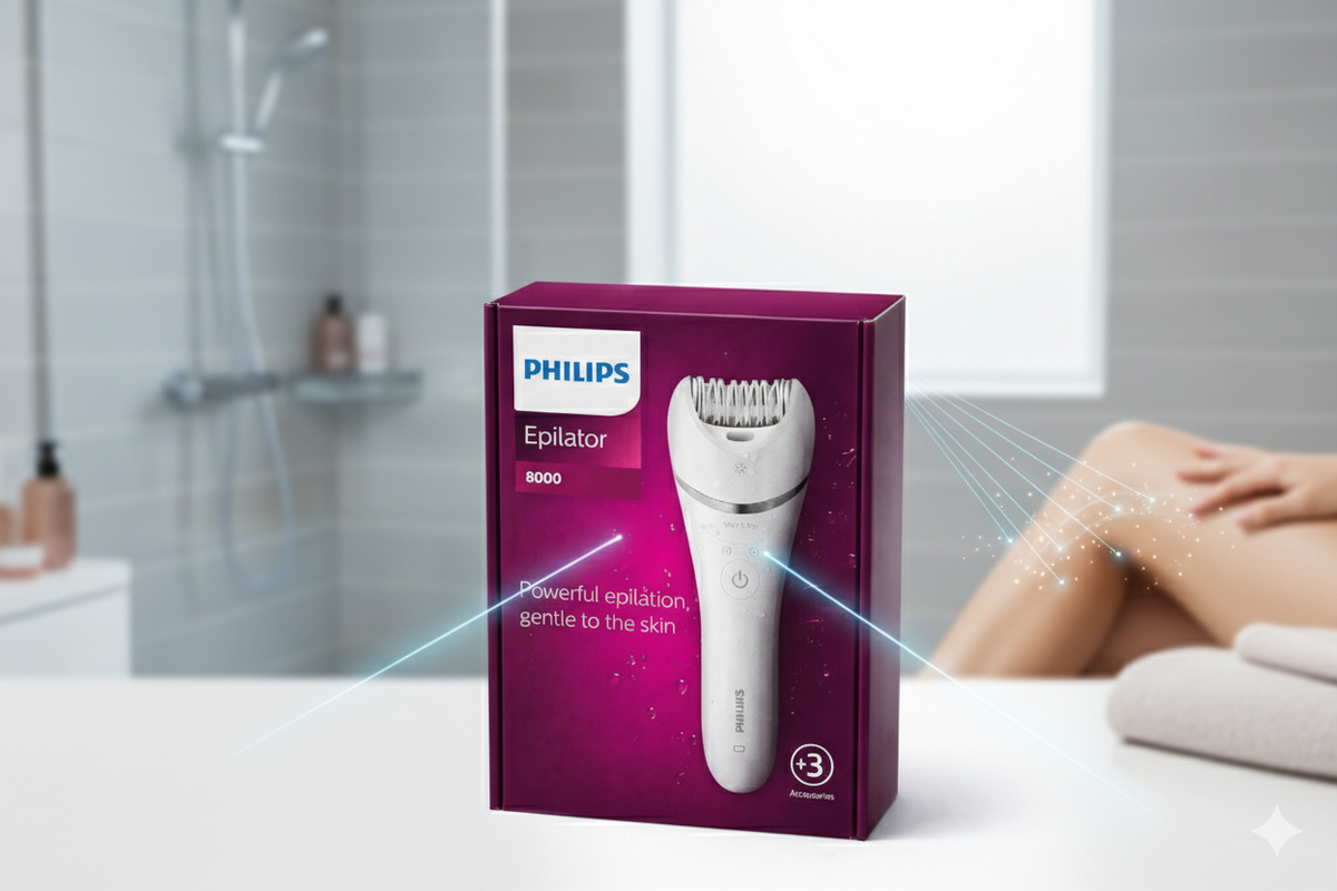 Épilateur Philips Series 8000 Wet & Dry – Épilation Douce et Puissante – +3 Accessoires