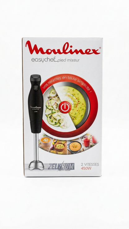 Moulinex Easychef, Pied mixeur, 2 lames inox 450 W Noir