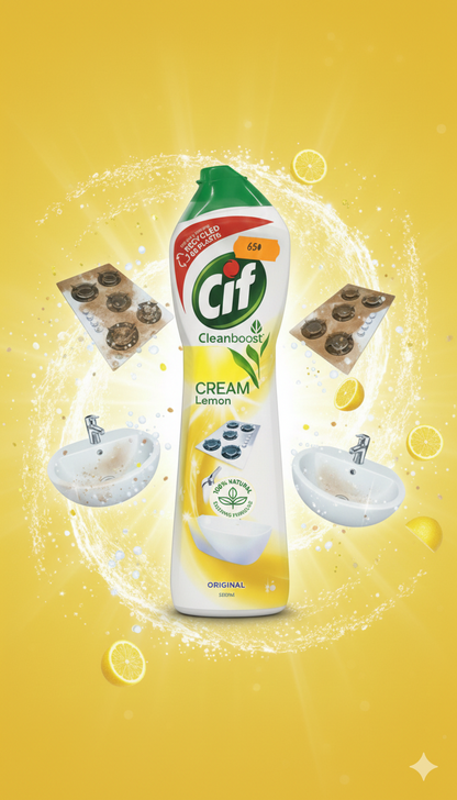 Cif Cleanboost Crème Citron 500 ml – Multi-Surfaces