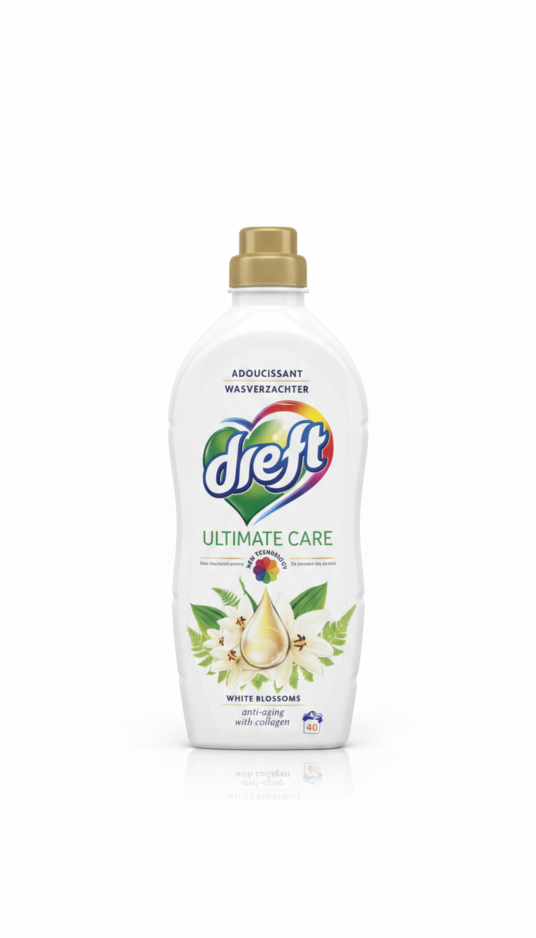 Dreft Ultimate Care White Blossoms – Adoucissant au Collagène (40 lavages)