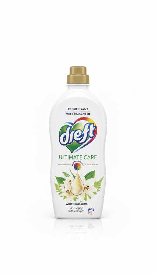 Dreft Ultimate Care White Blossoms – Adoucissant au Collagène (40 lavages)