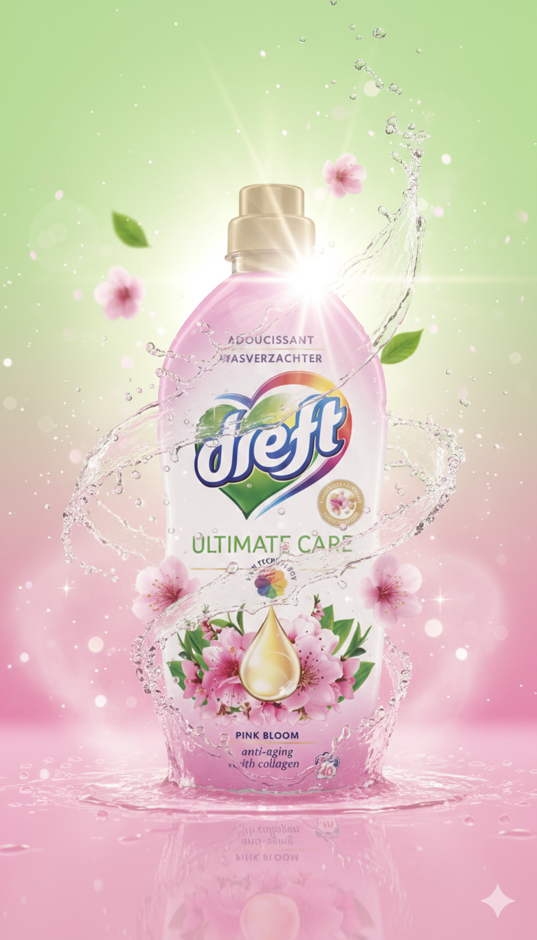 Dreft Ultimate Care Pink Bloom – Adoucissant au Collagène (40 lavages)