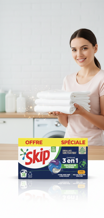 Skip Capsules 3-en-1 – Lessive Fraîcheur Intense (38 Lavages)
