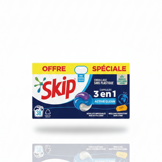 Skip Écodoses 3-en-1 Active Clean – Lessive Capsules (38 Lavages)