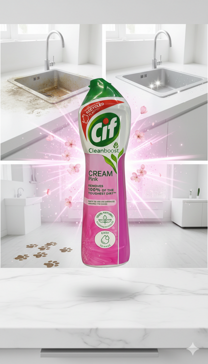 Cif Cleanboost Crème Pink – Nettoyant Multi-Surfaces
