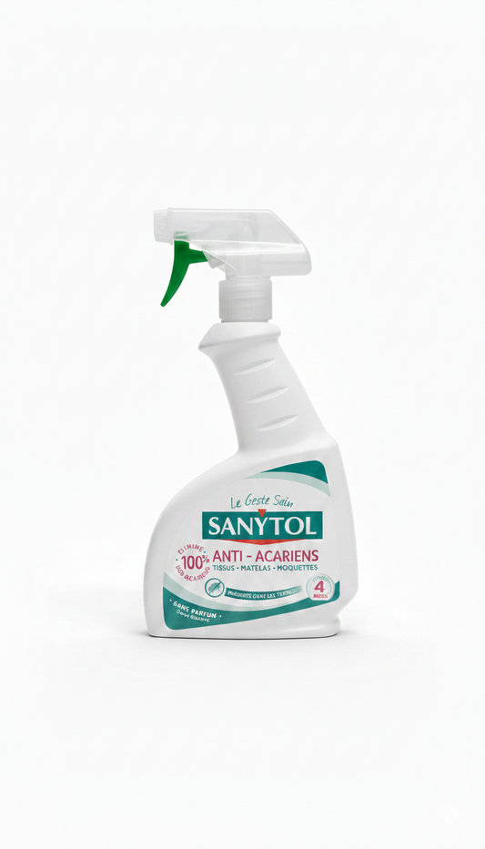 Sanytol Anti-Acariens – Spray Désinfectant Tissus & Matelas (Sans Parfum)