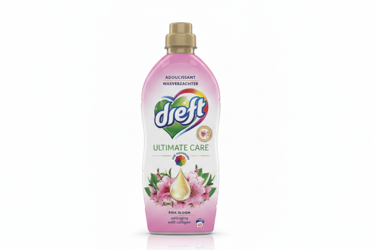 Dreft Ultimate Care Pink Bloom – Adoucissant au Collagène (40 lavages)