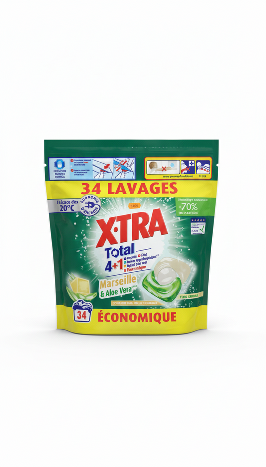XTRA Total 4+1 Marseille & Aloe Vera – Écodoses (34 Lavages)