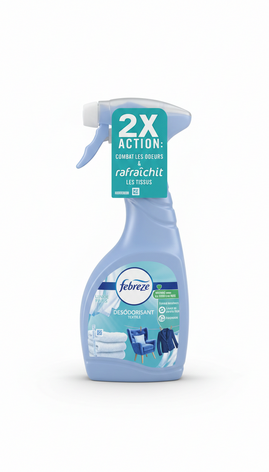 Febreze Désodorisant Textile – Élimine les Odeurs & Rafraîchit les Tissus (2x Action)