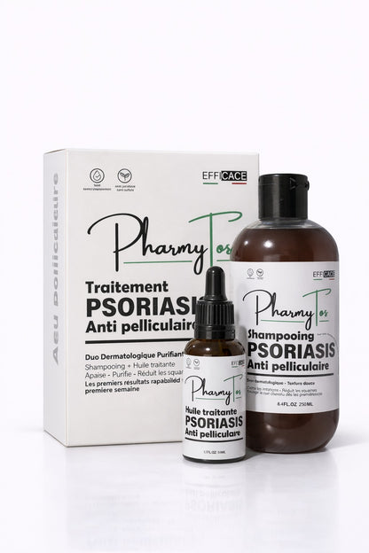 PharmyTos Traitement Psoriasis & Anti-Pelliculaire  Duo Shampooing + Huile Dermatologique
